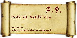 Prádl Valéria névjegykártya